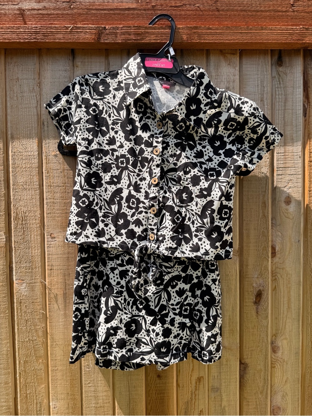 Vince Camuto Black and White Floral Two-Piece Set